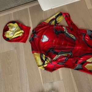Iron Man full body onesie with “helmet”
